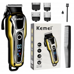 Aparat de tuns Kemei KM-1990, fara fir, acumulator 2000 mAh, display LCD, lama inox, EMKM-1990B-3