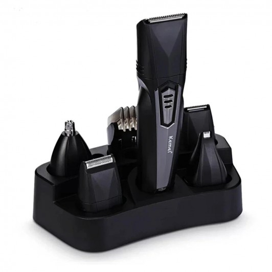 Mașină de Tuns Kemei KM 640, Set 8 în 1, Acumulator, Negru, EMKM640