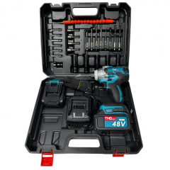 Masina de gaurit si insurubat UNİBOX 48V, 2 acumulatori, accesorii, albastru-negru, EF142-6
