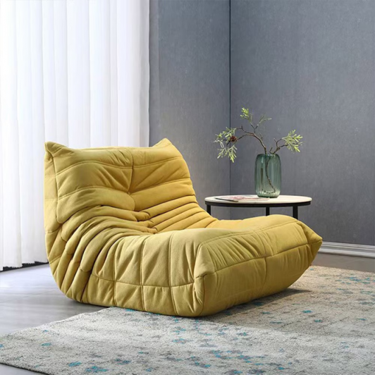 Fotoliu tip Puf, Interior din Spuma, Ergonomic, 80 x 100 x 70 cm, Galben-Mustar, EF151-1