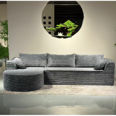 Canapea Premium Tip Coltar, 3 Perne Mari si 2 Perne Mici, 275x175x70 cm, Gri, EF151-5