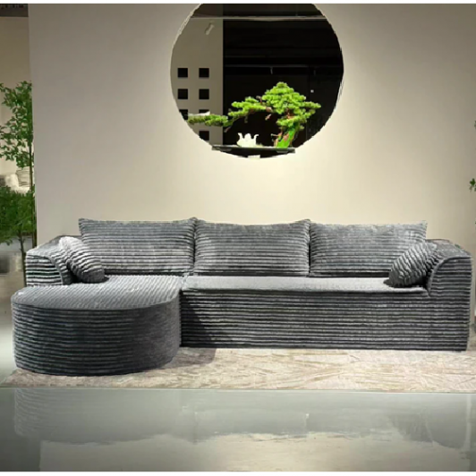 Canapea Premium Tip Coltar, 3 Perne Mari si 2 Perne Mici, 275x175x70 cm, Gri, EF151-5