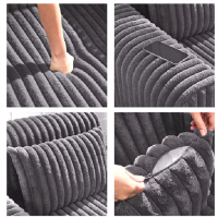 Canapea Premium Tip Coltar, 3 Perne Mari si 2 Perne Mici, 275x175x70 cm, Gri, EF151-5
