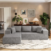Canapea Premium Tip Coltar, 4 Perne, 240x150x70 cm, Gri, EF151-4