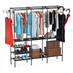 Sifonier Metalic Multifunctional, 6 Rafturi , 160x173x36 Cm, Rezistent, Bare pentru Umerase, EF161-2