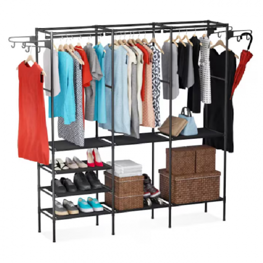 Sifonier Metalic Multifunctional, 6 Rafturi , 160x173x36 Cm, Rezistent, Bare pentru Umerase, EF161-2