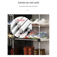 Dulap Camera Copii din Polipropilena cu 3 Compartimente, 37 x 37 x 111 cm, Schelet Otel, EF147-16R
