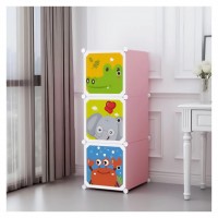 Dulap Camera Copii din Polipropilena cu 3 Compartimente, 37 x 37 x 111 cm, Schelet Otel, EF147-16R