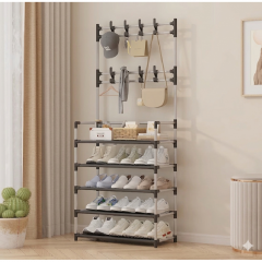 Stand Metalic cu 5 Rafturi, pentru Depozitare Haine, Pantofi si Accesorii, 80x171x28 cm, EF152-4