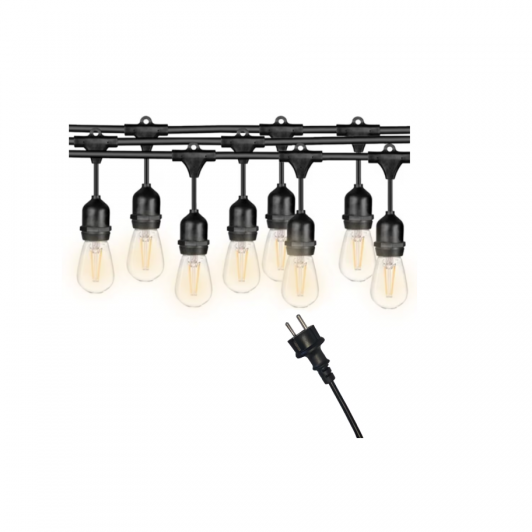 Ghirlanda Cu Becuri Luminoase, Alimentare Priza, LED, 20 Metri, 2W, 3000K, IP65, Neagra, EF165-2-2