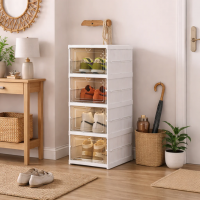Organizator Multifunctional, Pliabil, 4 Niveluri, cu Usi Transparente, 71, 5 x 35 x 20 cm, EF154-5