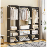 Dulap Organizator Haine, cu Rafturi si Bara Umerase, Multifunctional, 170x130x36 cm, EF152-6