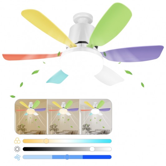 Ventilator cu Iluminare LED, Lumina Naturala/Rece/Calda, Telecomanda, 3 viteze, Timer, Multicolor Ventilator cu Iluminare LED, Lumina Naturala/Rece/Calda, Telecomanda, 3 viteze, Timer, Multicolor