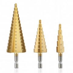 Set 3x Freze conice, pentru gaurire in trepte, 4x132 mm, EDLMX1139 Set 3x Freze conice, pentru gaurire in trepte, 4x132 mm, EDLMX1139