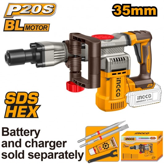 Demolator Profesional 20V INGCO CDBLI20358, 16J, 0-3200 bpm, DS HEX, fara acumulator si incarcator Demolator Profesional 20V INGCO CDBLI20358, 16J, 0-3200 bpm, DS HEX, fara acumulator si incarcator