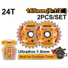 Set 2 Discuri Widia Lemn 165mm Ultra Subtire 1.0mm 24T INGCO TSB1653, pentru fierastrau circular Set 2 Discuri Widia Lemn 165mm Ultra Subtire 1.0mm 24T INGCO TSB1653, pentru fierastrau circular