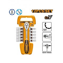 Set Chei Tubulare Clichet 1/4 12pcs INGCO HKTS14122