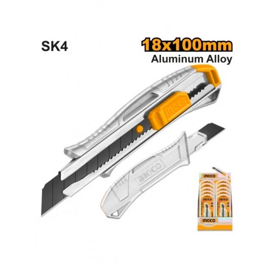 Cutter cu Maner din Aluminiu 18x100mm INGCO HKNS11807 Cutter cu Maner din Aluminiu 18x100mm INGCO HKNS11807