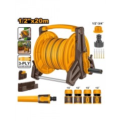 Suport cu Furtun 20m 1/2 si Accesorii INGCO HHR20124