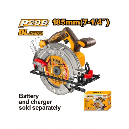 Fierastrau Circular 20V 185mm INGCO CSLI1851 Brushless pentru Lemn, Taiere Precisa, Fara Acumulator