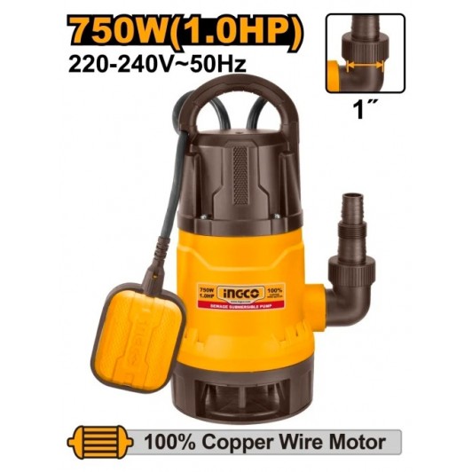 Pompa Submersibila Plastic cu Plutitor 750W, INGCO SPD7508