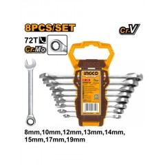 Trusa Chei Combinate cu Clichet 8-19mm 8buc INGCO HKSPAR1082 Trusa Chei Combinate cu Clichet 8-19mm 8buc INGCO HKSPAR1082