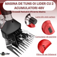 Masina tuns oi electrica, 2 Acumulatori 48V, 6000 mAh, 3000 rpm, cutie transport si depozitare MX841