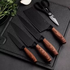 Set de cutite de bucatarie din inox cu suport din lemn, 6 piese Set de cutite de bucatarie din inox cu suport din lemn, 6 piese