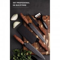 Set de cutite de bucatarie din inox cu suport din lemn, 6 piese Set de cutite de bucatarie din inox cu suport din lemn, 6 piese