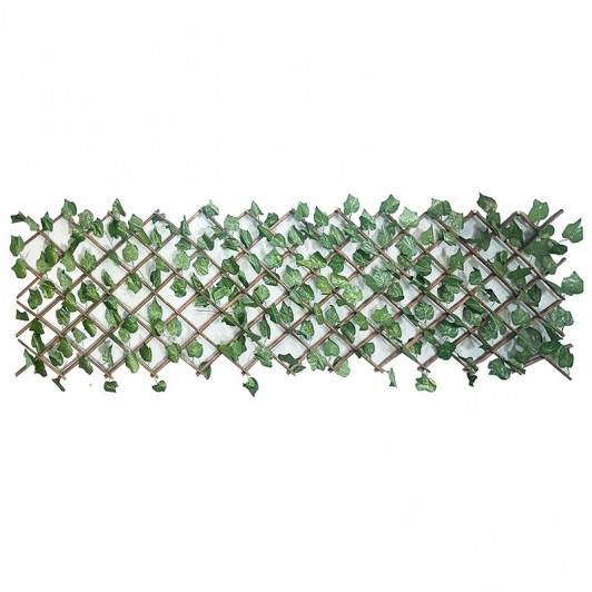 Gard decorativ artificial extensibil din lemn, cu frunze de iederă – 1.0 x 1.8 m Gard decorativ artificial extensibil din lemn, cu frunze de iederă – 1.0 x 1.8 m