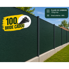 Plasă de umbrire 1.7 x 25 m, premium 135 g/mp - 95% grad de umbrire