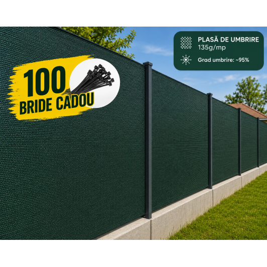 Plasă de umbrire 1.7 x 25 m, premium 135 g/mp - 95% grad de umbrire