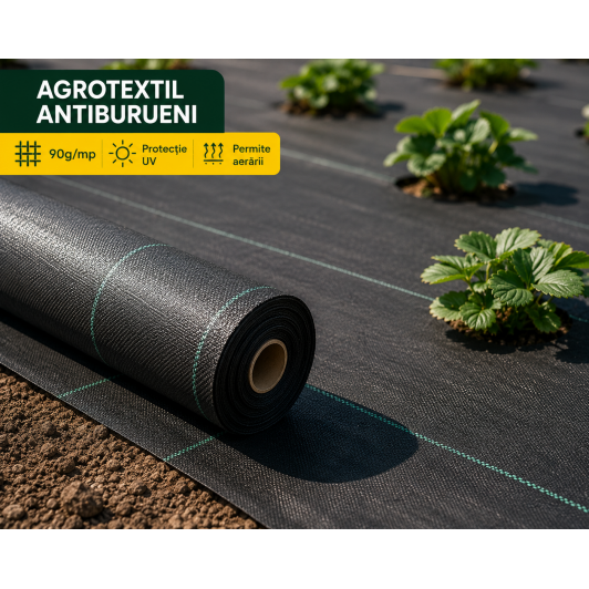 Agrotextil antiburuieni 1 × 100 m, 90 g/mp – folie profesională