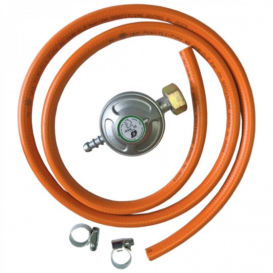 REGULATOR PRESIUNE PT. BUTELII GAZ + FURTUN 1.5 M + 2 COLIERE - KIT