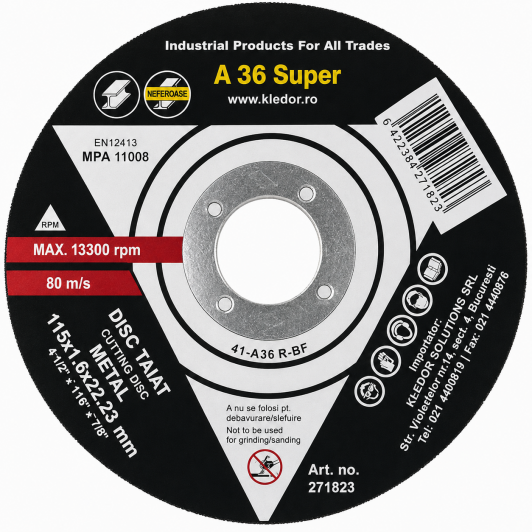 SET 10 BUCĂȚI – DISC DE TĂIAT METAL 41-A36 R-BF – 125 x 1,6 x 22,23 MM