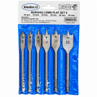 Burghiu lemn, plat, set 6 buc. (10, 12, 16, 18, 20, 25 mm)