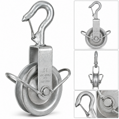 Scripete 160 mm cu carlig, pentru ridicare si tractare sarcini, constructie metalica rezistenta