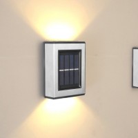 Set 4 lampi solare LED argintii, cu lumina bidirectionala, alb cald, IP55