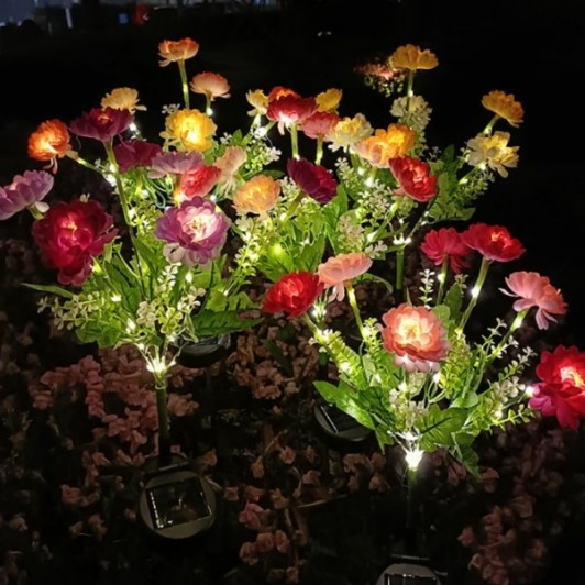 Set 2 x Lampa solara Bujori Roz 60 cm, iluminat ambiental gradina