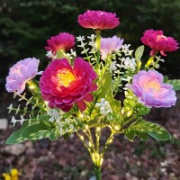 Set 2 x Lampa solara Bujori Roz 60 cm, iluminat ambiental gradina