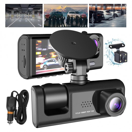 Camera auto tripla Full HD, 3 camere, Ecran 2'', G-Senzor