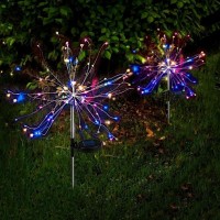 Lampa solara artificii cu suport metalic, 120 LED, multicolor