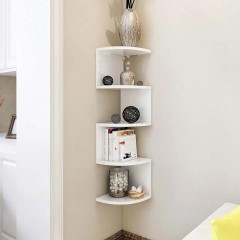 Etajera colt 4 rafturi, Alb, 86 x 20 cm, Alb