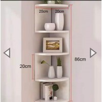 Etajera colt 4 rafturi, Alb, 86 x 20 cm, Alb