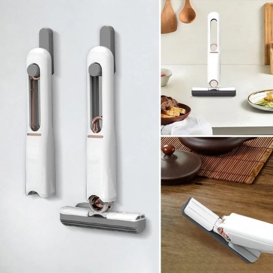 Mop Compact pentru curatenie rapida, cu sistem de stoarcere, burete absorbant