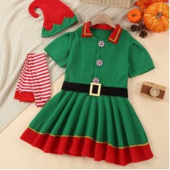 Costum Spiridus pentru Fete, 4-6 Ani, Verde