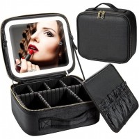 Geanta cosmetice cu oglinda si lumina LED