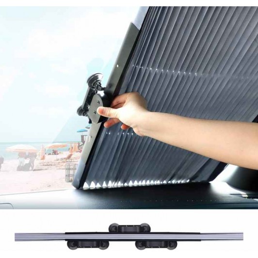 Parasolar auto retractabil, ajustabil, rezistent UV, fixare prin ventuze