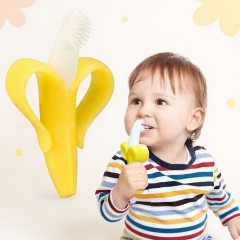 Periuta de dinti banana, cu manere de prindere, silicon non-toxic