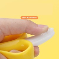 Periuta de dinti banana, cu manere de prindere, silicon non-toxic